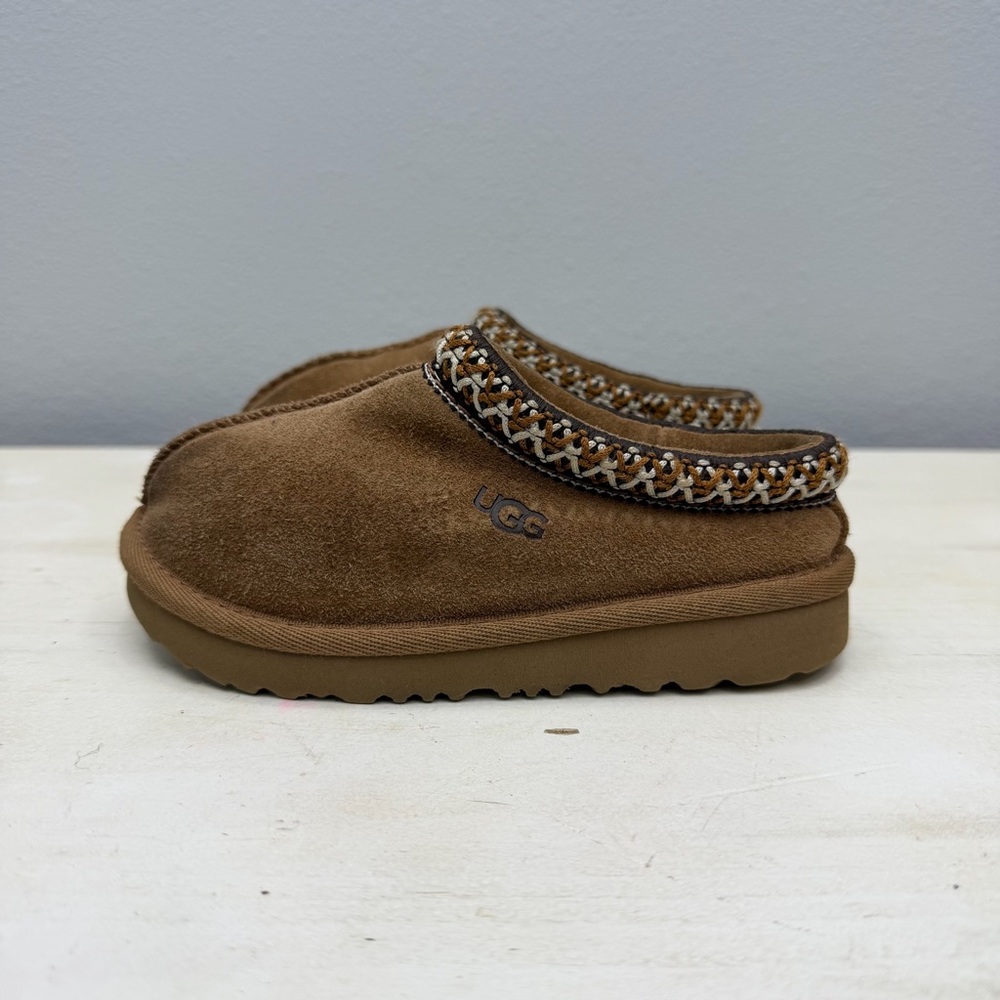 Ugg Brown Suede Kids Tasman Slippers Size 9 - Picture 1 of 9